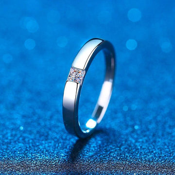 Admirable 0.3CT Princess Cut High Quality Moissanite Diamonds Lab Diamond Simple Unisex Rings Set - The Jewellery Supermarket